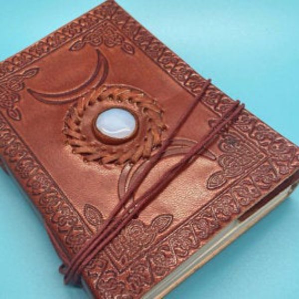 Triple Moon Journal - With stone (leather)