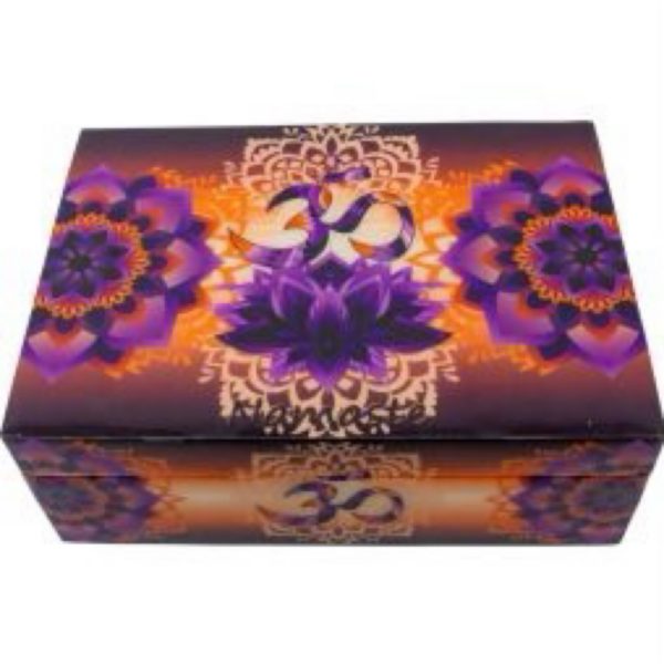 Printed Velvet Lined Wooden Box - Om Namaste