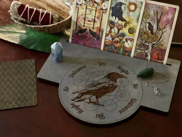 Raven & Sacred Geometry Tarot and Pendulum Board